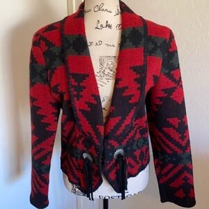 Vintage Woolrich Red & Black Wool Blend Boho Southwestern Jacket